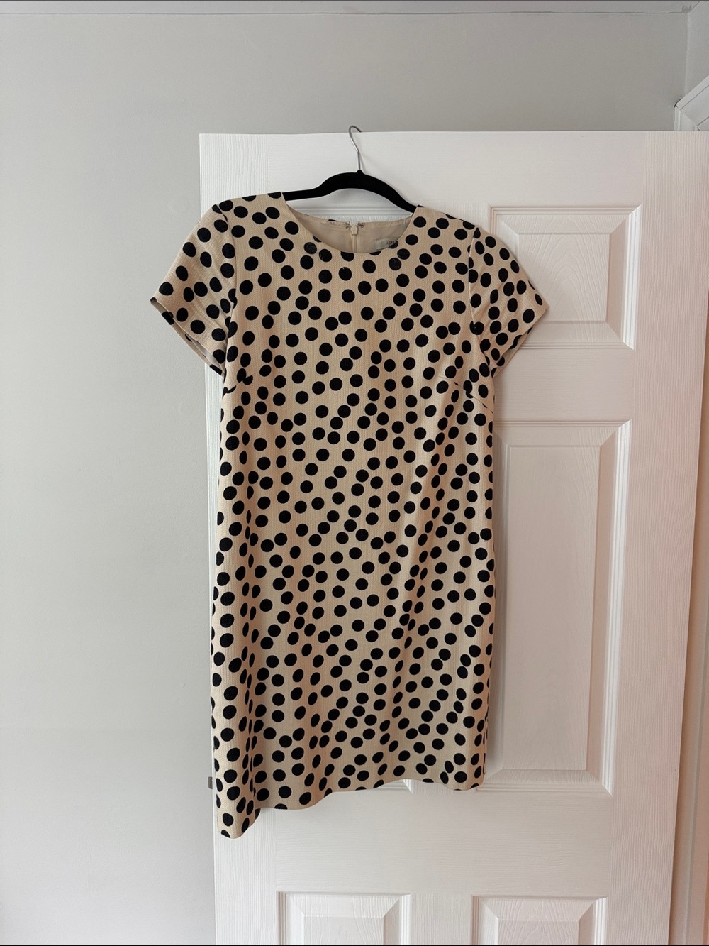 J. Crew Beige Mini Dress with Black Polka Dots